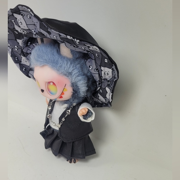 Labubu 5 Pc Outfi Tee, Vest,pleated Skirt Heart Necklace and Hat